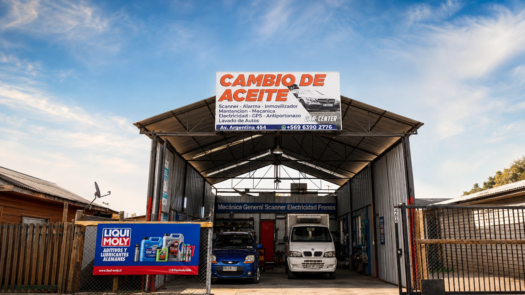 Fachada del taller TCC Garage en Batuco